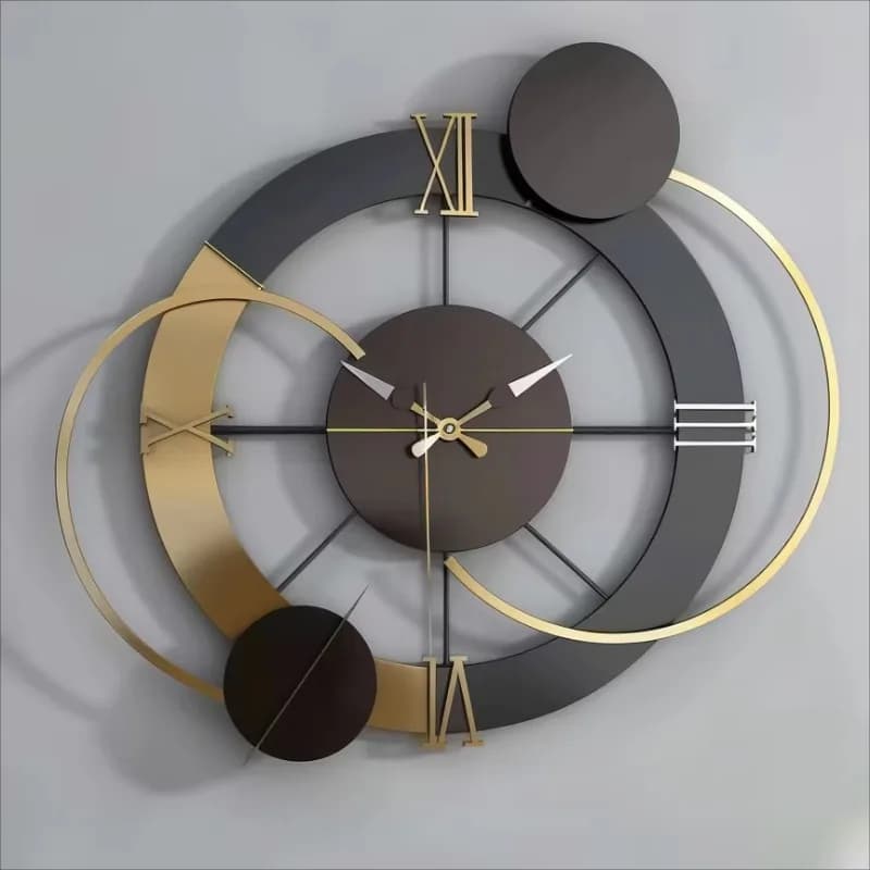 Orologio da parete 65X60 con grande cornice in metallo, semplice e moderno, con lancette artistiche nere, decorazione per la casa