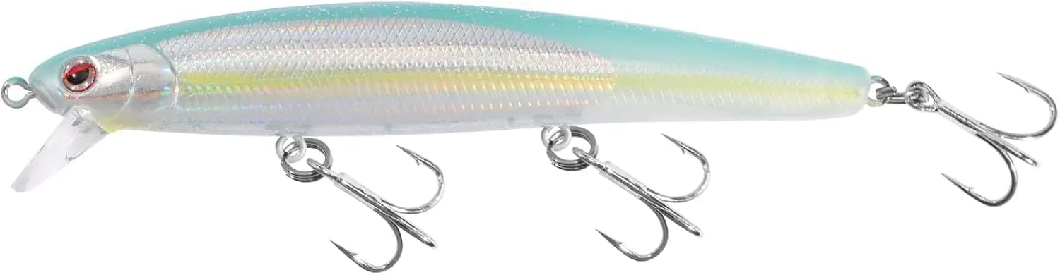 Esche da Pesca Surfcasting California: Jerkbait Crankbait Minnow 110 per Acqua Salata - Sardina Metallica e Rosa Perlato Luminoso per Halibut e Striper