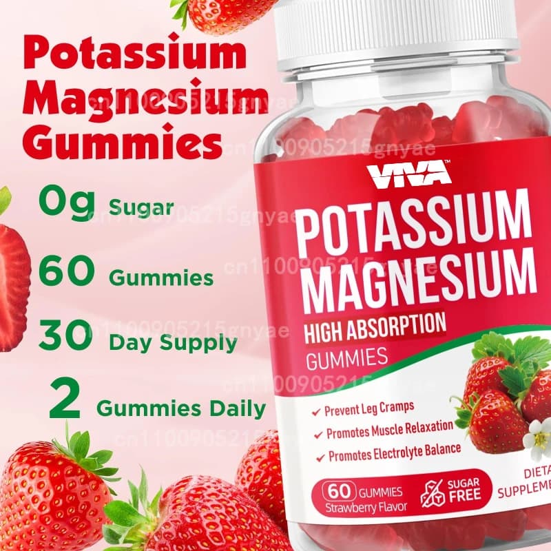 Caramelle gommose di potassio e potassio, integratori di magnesio e potassio per integrare la vitamina B6 e D3, utilizzati per la salute muscolare