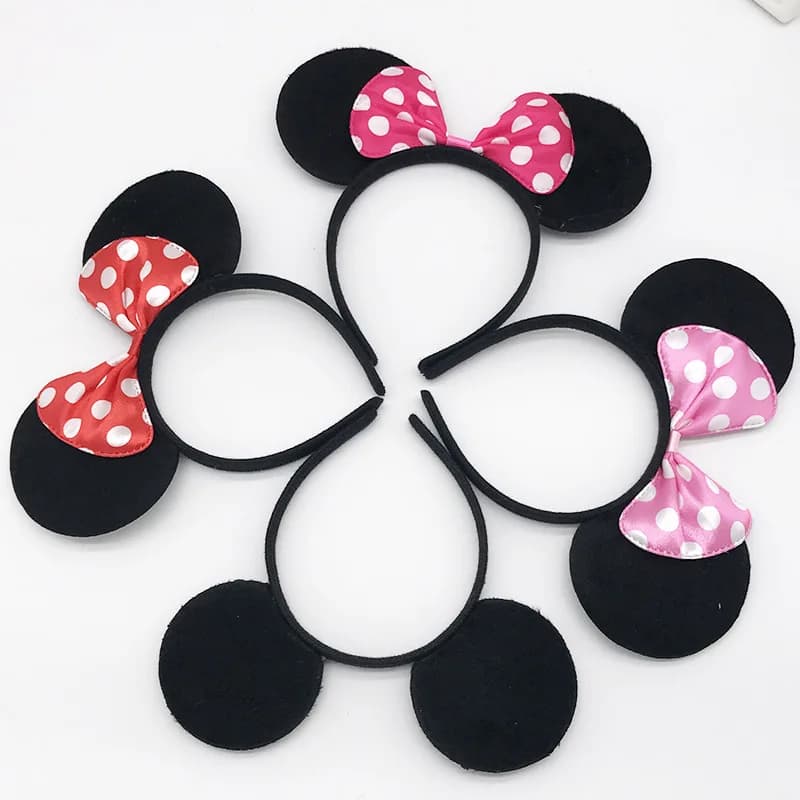 Ragazze carino Mickyy Dress Up orecchio fascia ornamento per capelli topo nero rosso rosa fascia Minnie Bow fascia coreana fascia per capelli clip