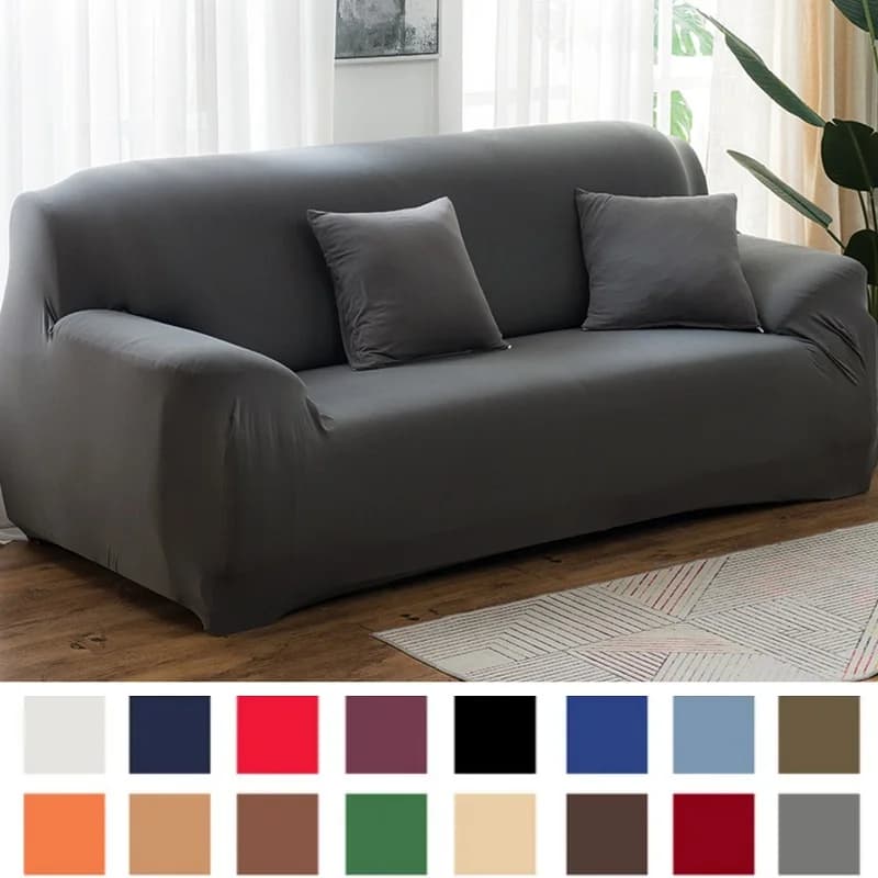 Solid Color 1/2/3/4 Seat Cover Stretch Silk Fabric Cover for Living Room Cover for Section Sofa Section 1PC