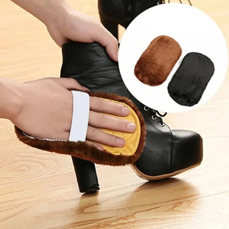 1PC scarpe lucidatura guanto multifunzionale scarpa in pelle lucidatura panno per pulizia scarpe morbide portatili in peluche panno lucido tenuto in mano