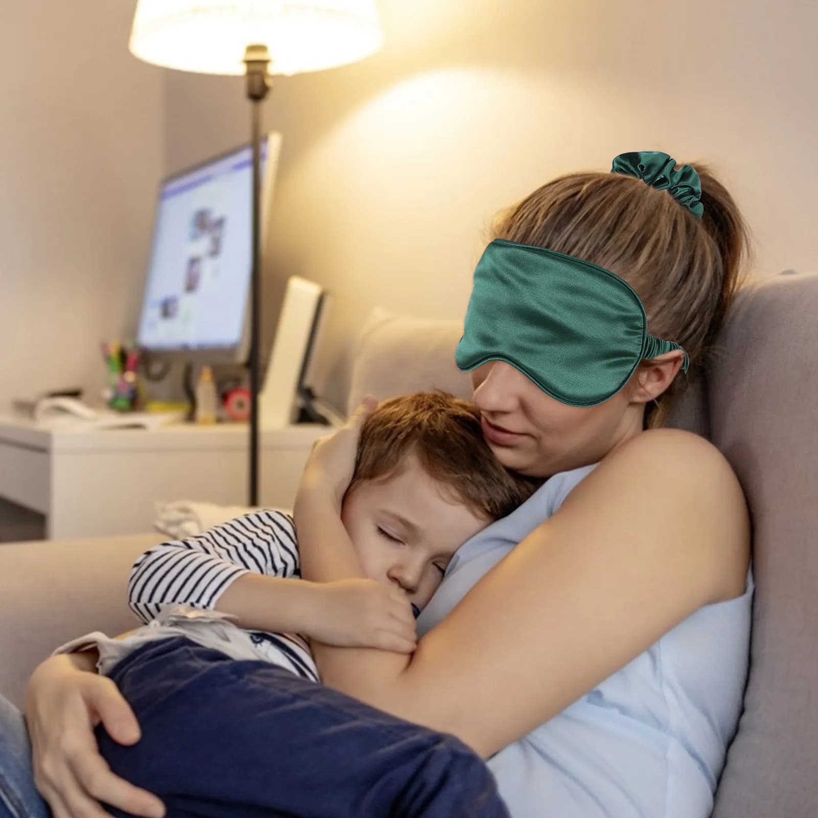 Set di 3 Maschere per Occhi in Seta con Fascia Elastica, Copriocchi da Viaggio, Borsa per la Conservazione, Aiuto per il Sonno, Rilassamento Muscolare e Riduzione dello Stress
