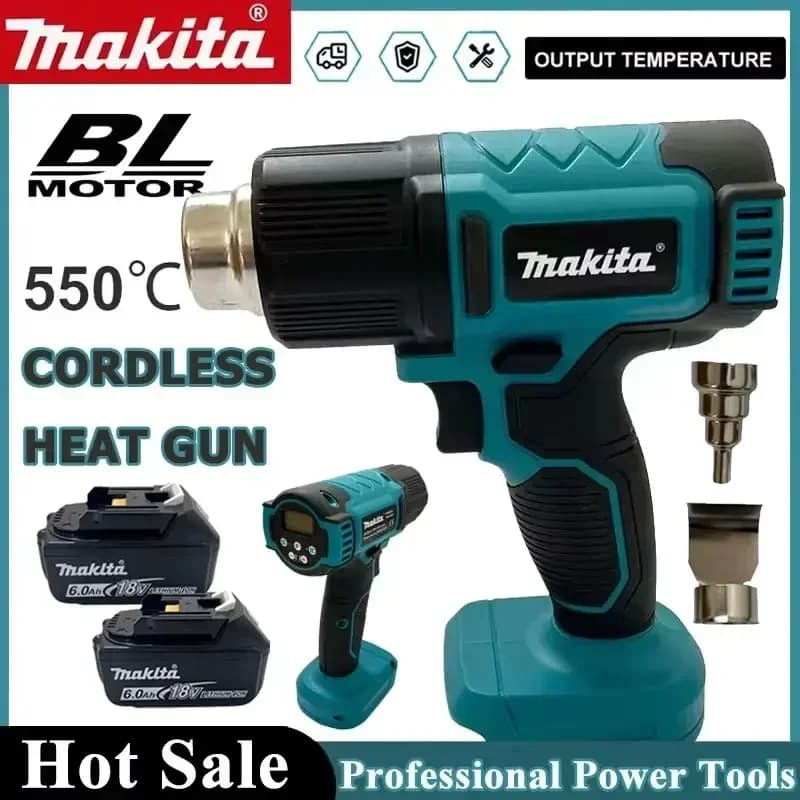 Pistola ad aria calda Makita 18V, strumento senza fili per saldatura, asciugatore ad aria, temperatura massima 550°C ° Pellicola Termoretraibile Wireless Ricaricabile DHG181