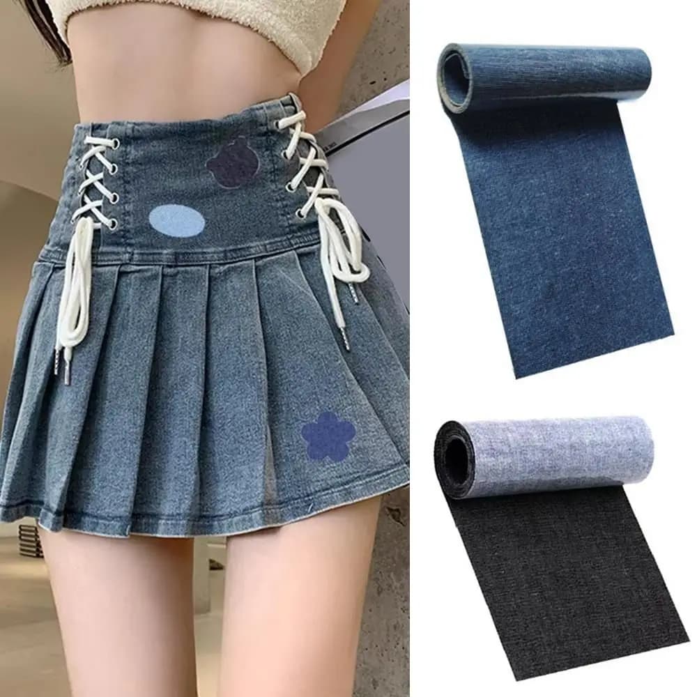 Toppe termoadesive rettangolari 8 x 50 cm per riparazione abbigliamento, jeans, tessuti, fai da te, con adesivo hot melt, per gomiti e altri punti di giunzione