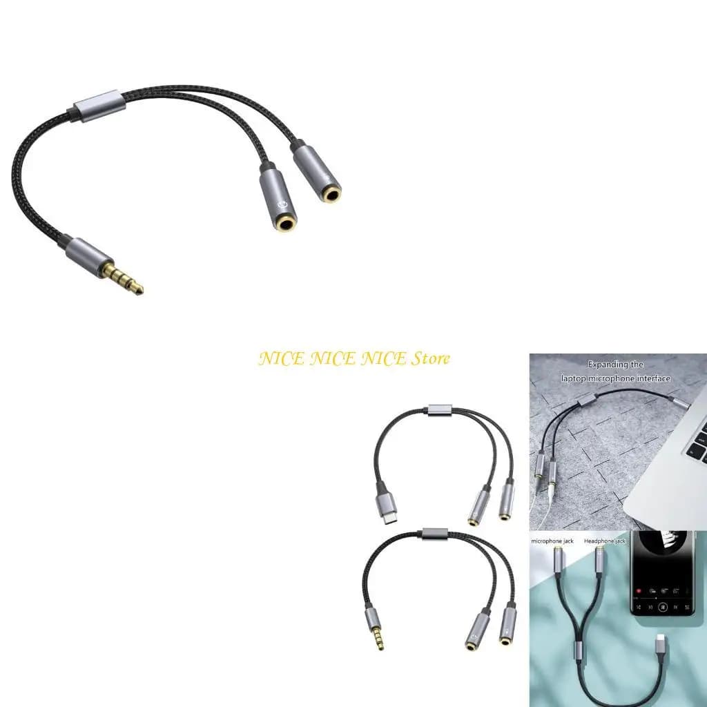 Adattatore splitter microfonico Adattatore 3,5 mm/USB C Cavo estensione da 3,5 mm da maschio a doppio cavo femmina da 3,5 mm