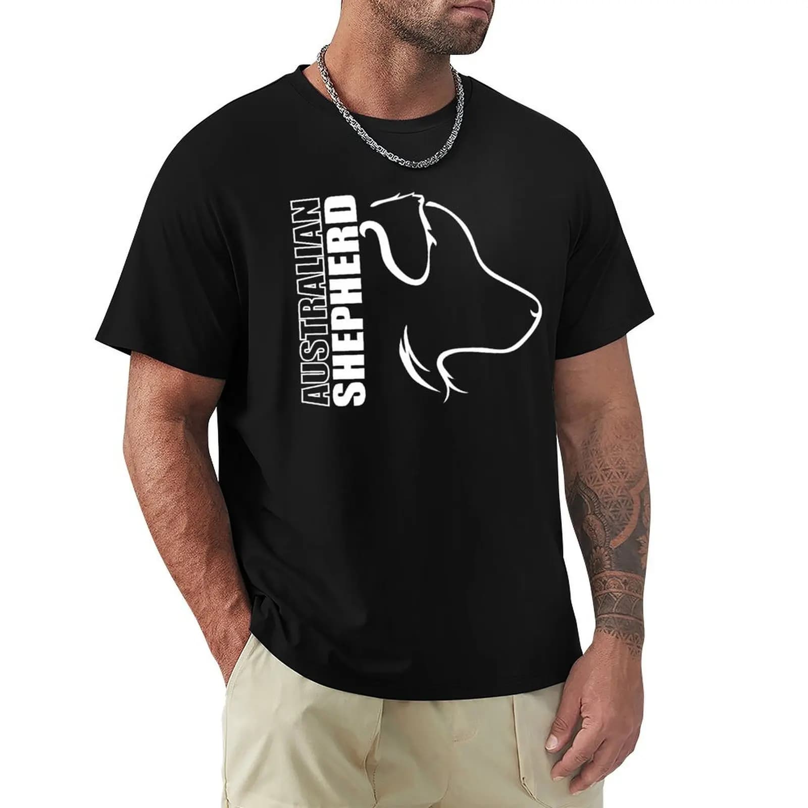 Australian Shepherd Aussie Dog Canine Profile T-Shirt Comfortable Daily Wear Tee