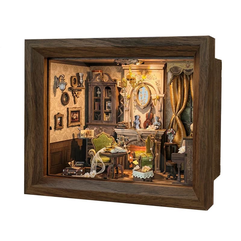 DIY Wooden Miniature Model Kits Glimmer Hall Photo Frame Casa 3D Puzzle Dollhouse With Furniture for Friends Birthday Gifts