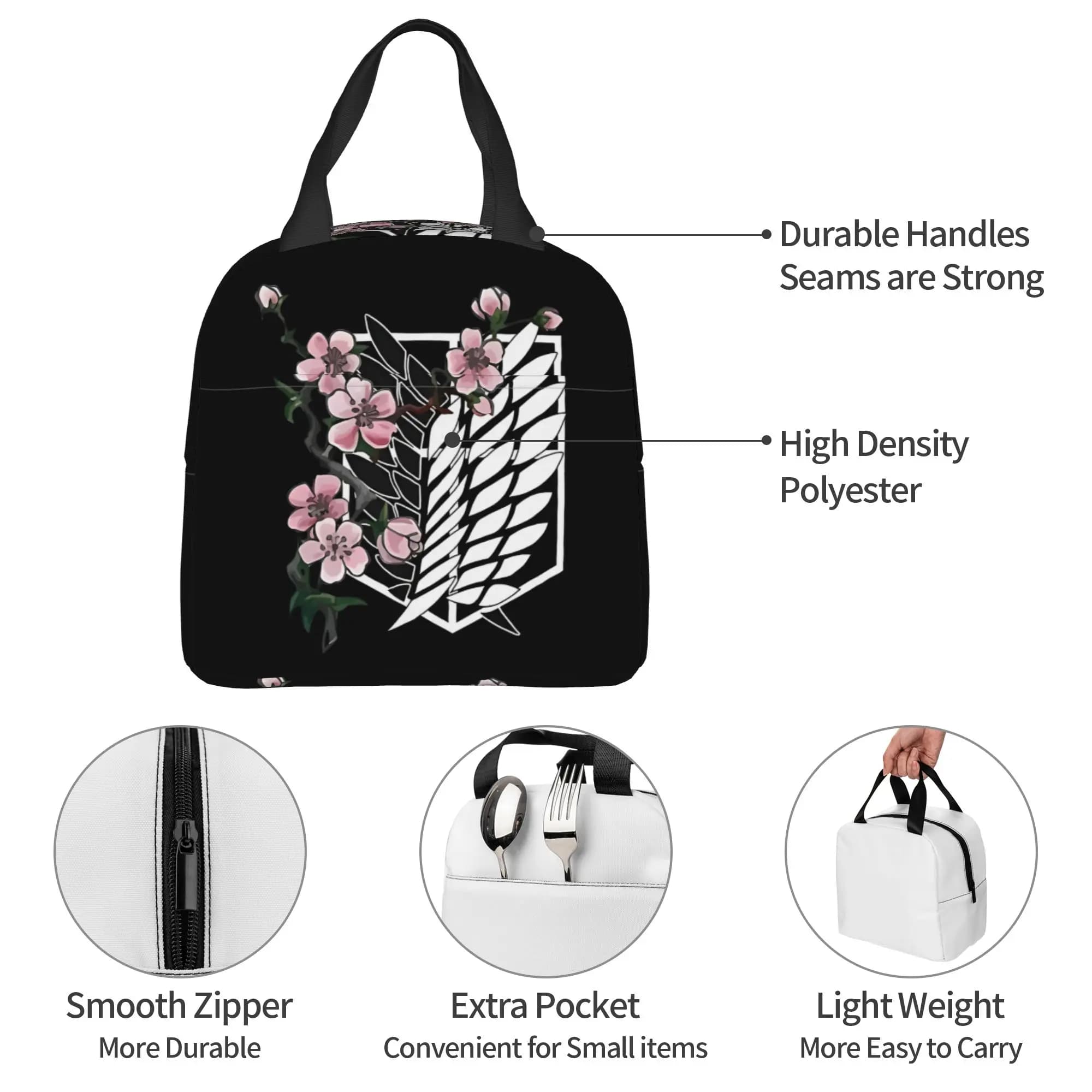 Attacks on Titans Portable Lunch Boxes Women Cartoon Movie Terrifying Giant Cooler Thermal Food Insulated Lunch Bag Office Work