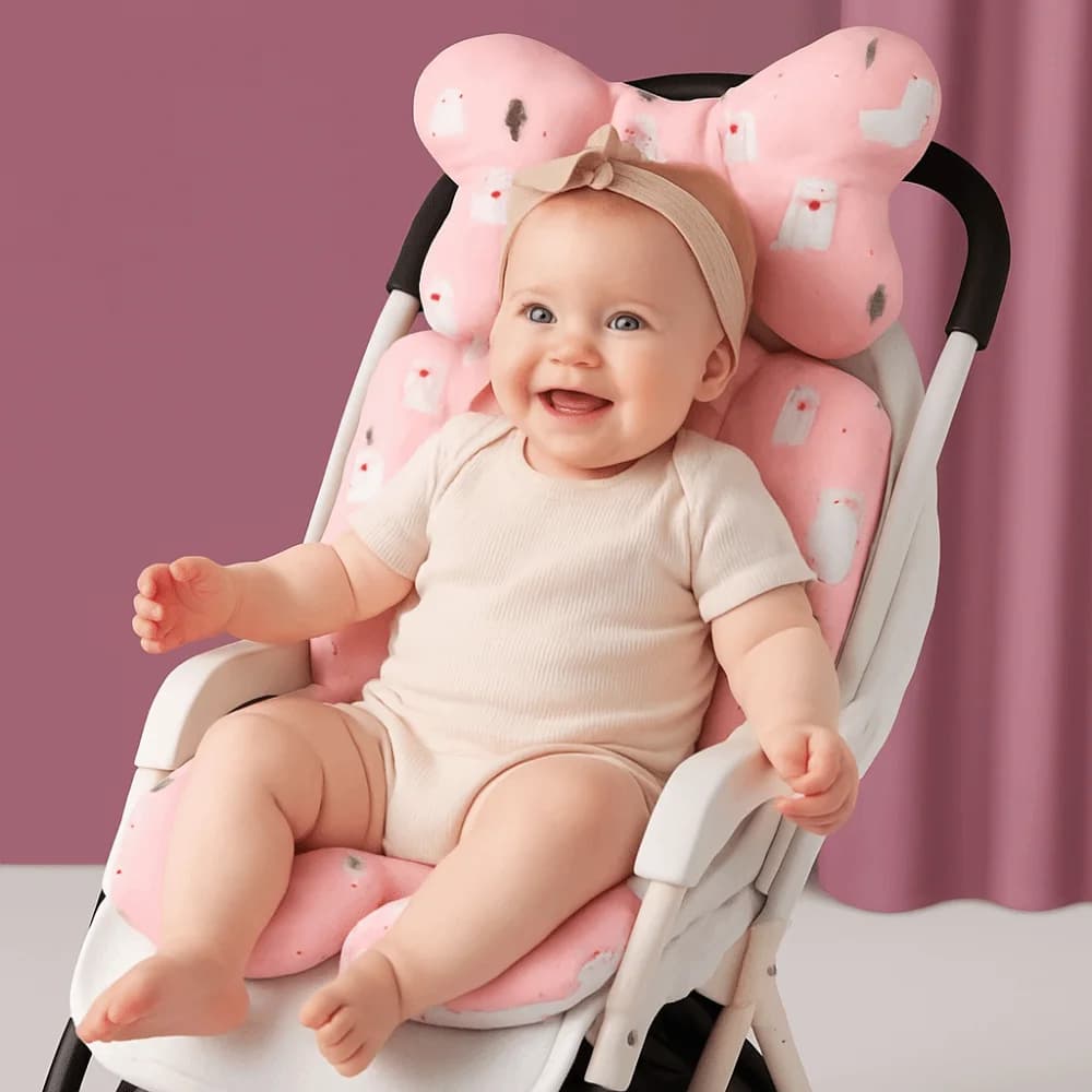 Morbido cuscino per passeggino Cartone animato stampato Comodo tappetino per carrozzina per bambini Seggiolino auto traspirante Sedia da pranzo Tappetino in cotone Cura del bambino