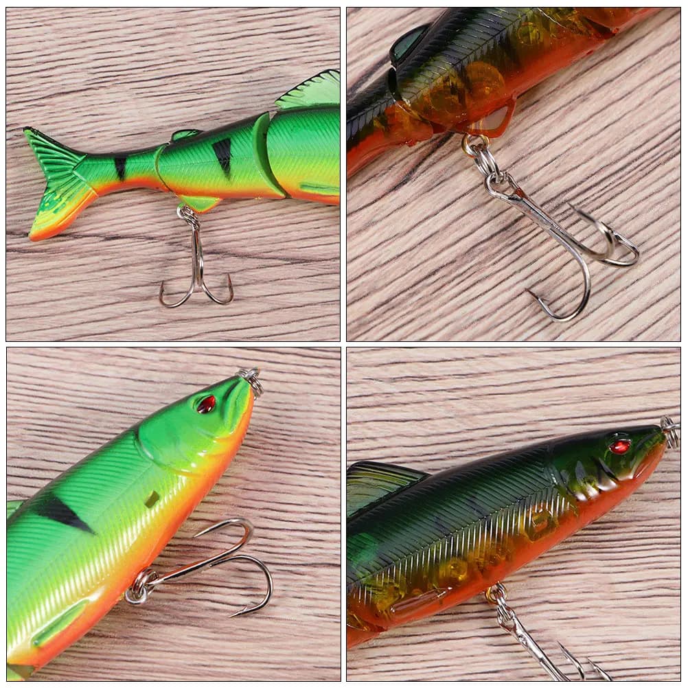 2 pezzi di esche artificiali 3D a forma di pesce, esche rigide colorate per la pesca in mare all'aperto, accessori da pesca resistenti, ami ad alta resistenza