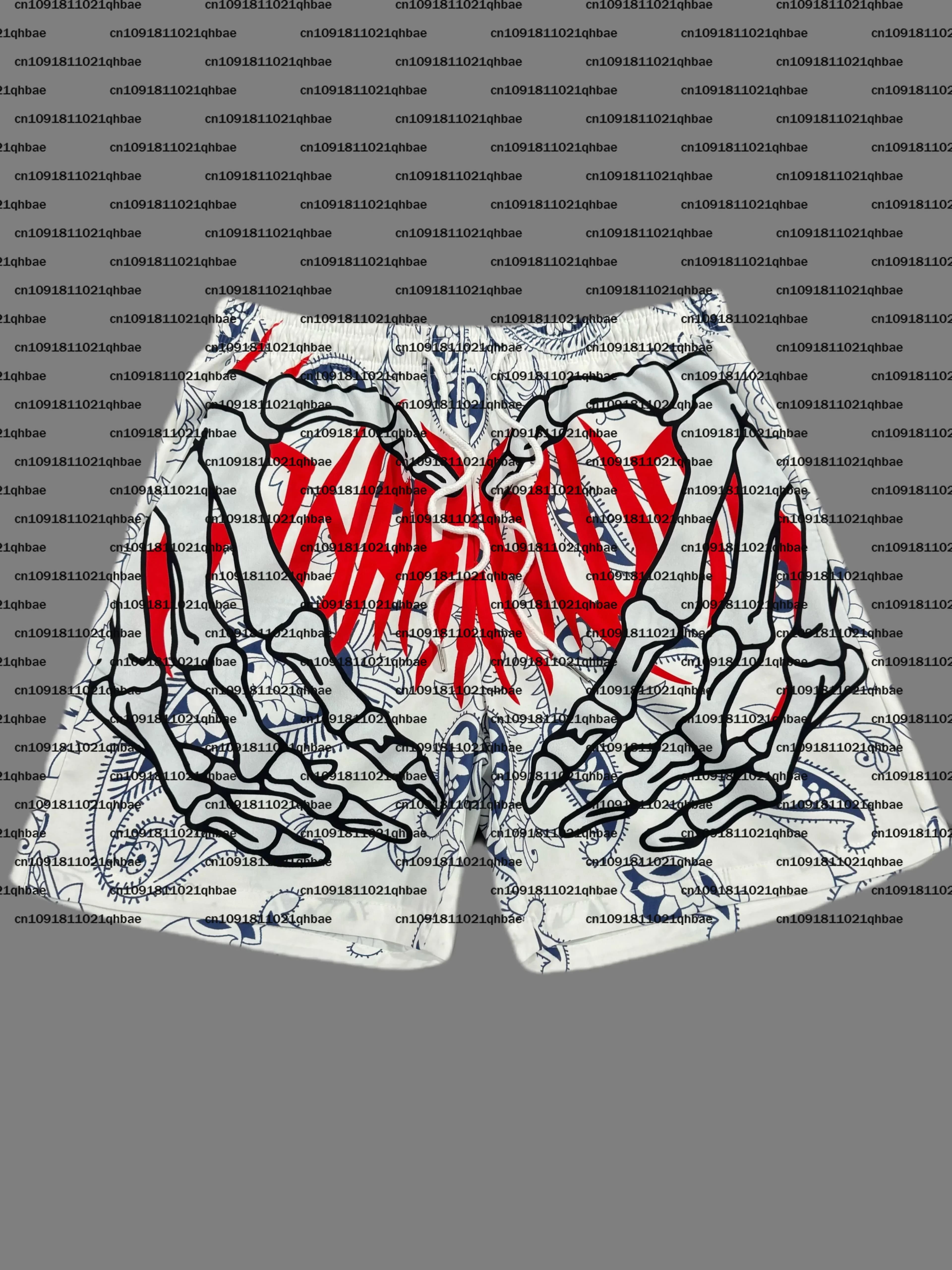 Men's Summer Skeleton Hand Element Printed Quick Drying Breathable Shorts Suitable for Outdoor Casual Wear