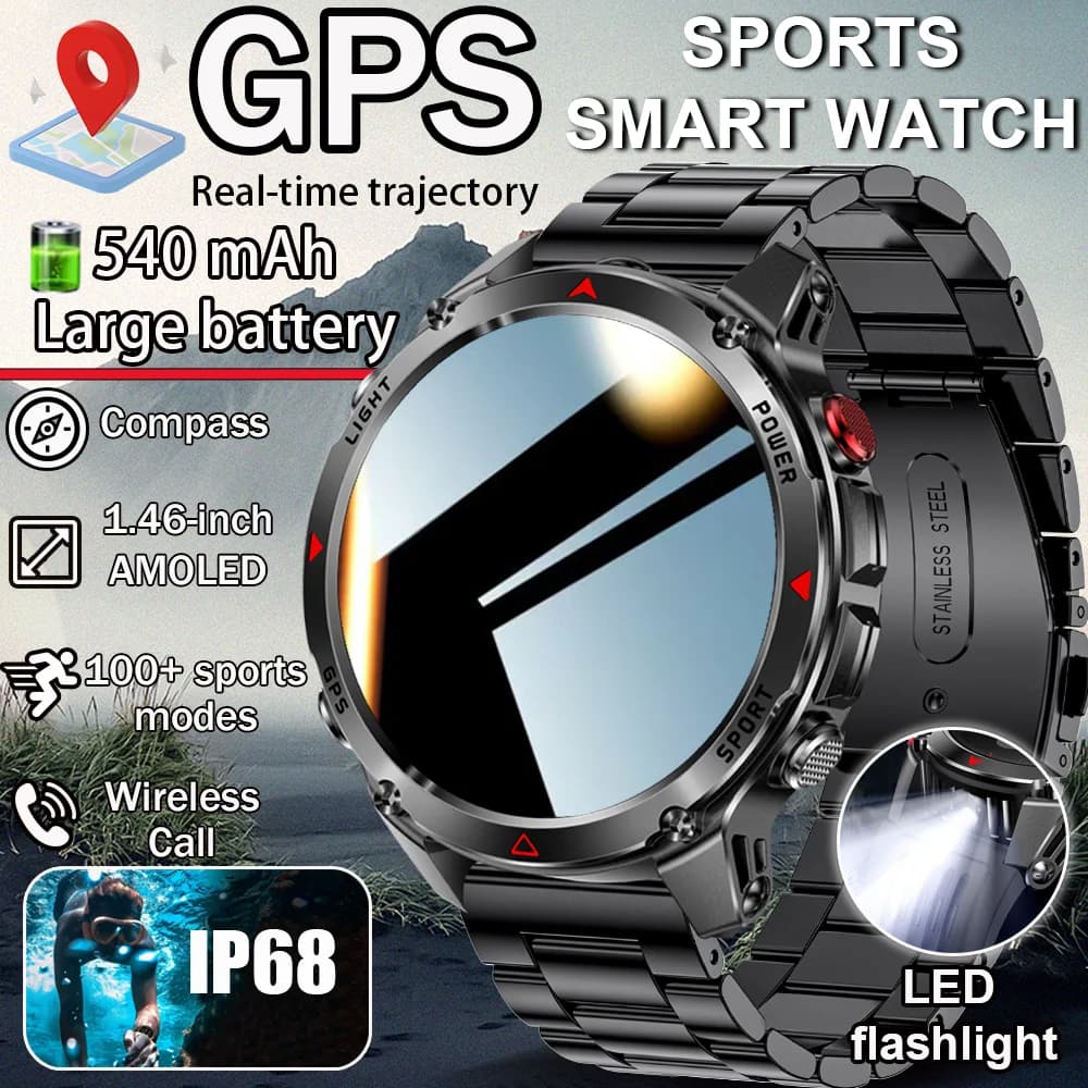 2025 Nuovo GPS professionale Sport Smart Watch Outdoor RIDE Run Pista GPS Orologi da nuoto Bussola Altimetro 3ATM Braccialetti sportivi da uomo