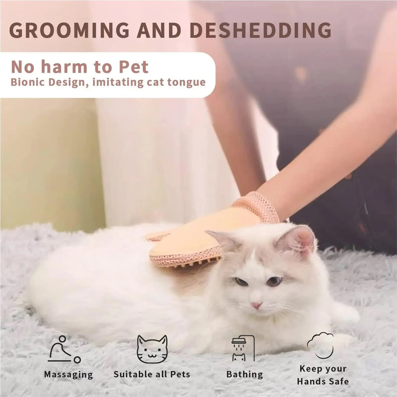 Guanti da toelettatura per cani Guanti da bagno per cani Guanti da massaggio per toelettatura delicata Accessorio per animali domestici per gattino Criceto Cucciolo Coniglietto