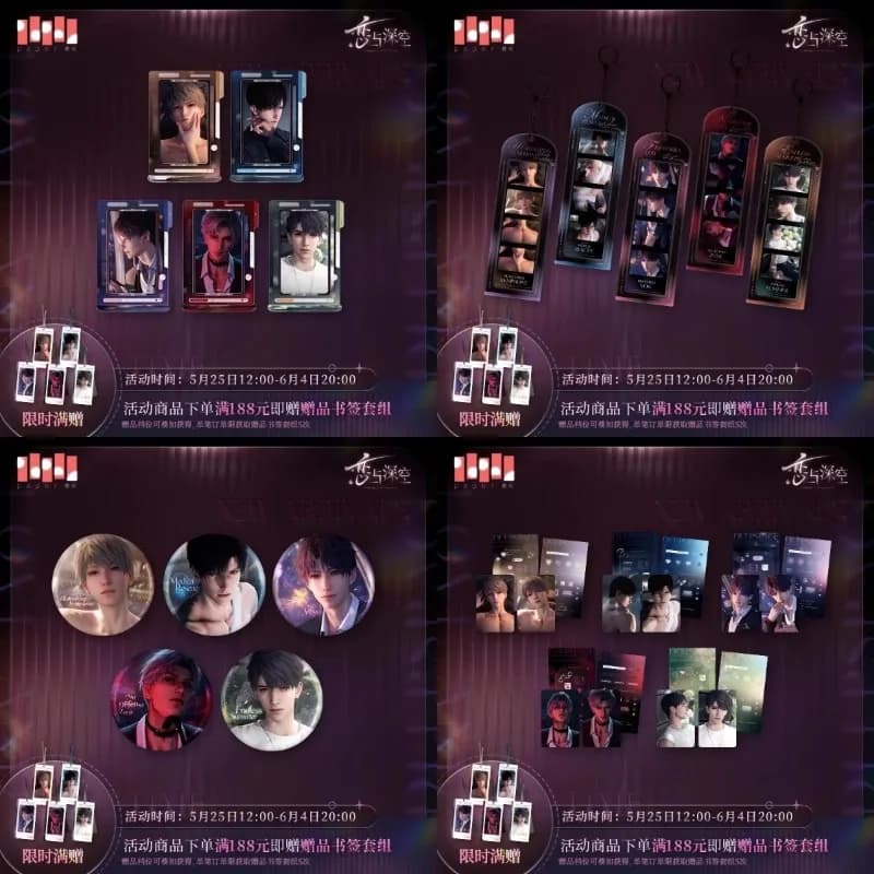 [Merchandising ufficiale] Love and Deepspace Xavier Zayne Rafayel Sylus Caleb Scheda con supporto rotante Nessun zona di difesa Sinfonia a cordoncino cardiaco