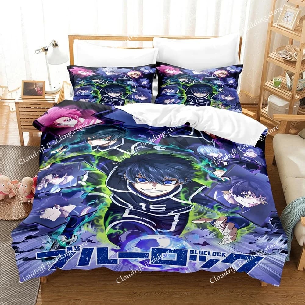 Set di biancheria da letto Hot Anime Blue Lock, set copripiumino king, queen, twin, matrimoniale, per adolescenti e ragazzi amanti degli anime