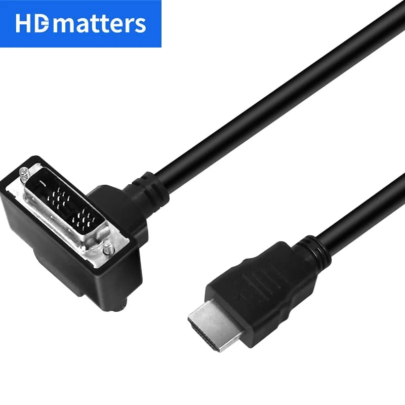 Short cable from HDMI to DVI with DVI angled cable adapter from DVI to HDMI or from HDMI to DVI bidirectional from HDMI to DVI male to DVI male
