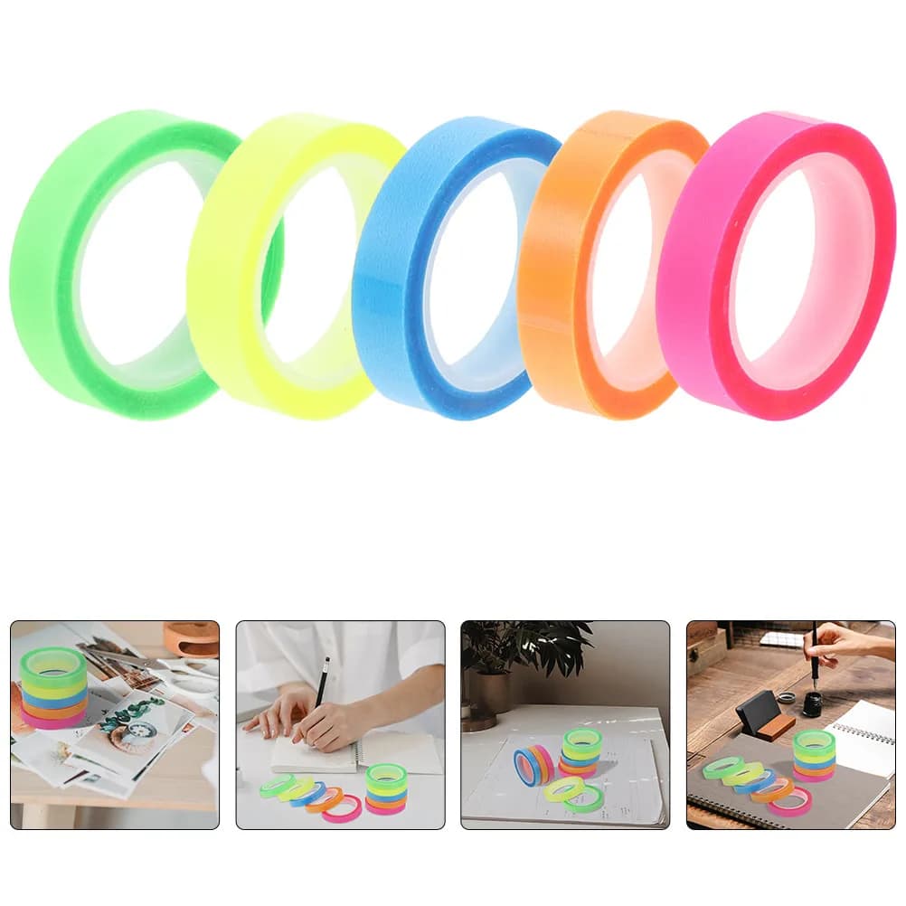 5 Rolls Transparent Highlighter Tape Pet Material for Reading Focus Dyslexia Support Sentence Highlighting Book Annotation