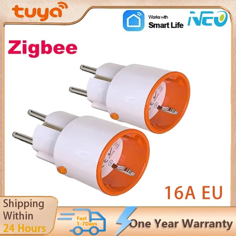 Tuya Zigbee 3.0 Smart Power Plug 16A Presa UE Blocco bambino Presa intelligente Telecomando Funziona con Alexa Google Home Ricarica rapida