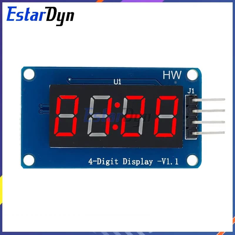 Estardyn TM1637 4 bit digital LED display for arduino 7 segments 0.36 inch clock ROSSO anode Pack of four serial driver cards