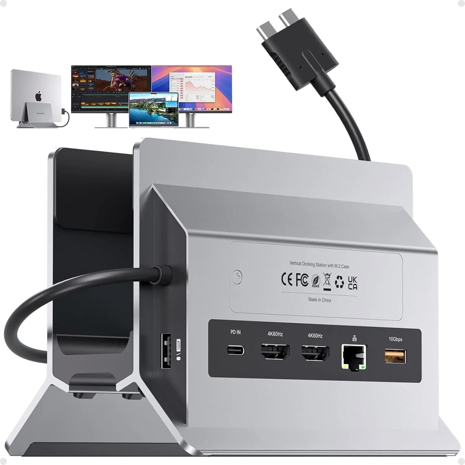 Docking Station per Doppio Monitor per Laptop Mac con 2 HDMI 4K, Porte USB, Ethernet ed Espansione SSD