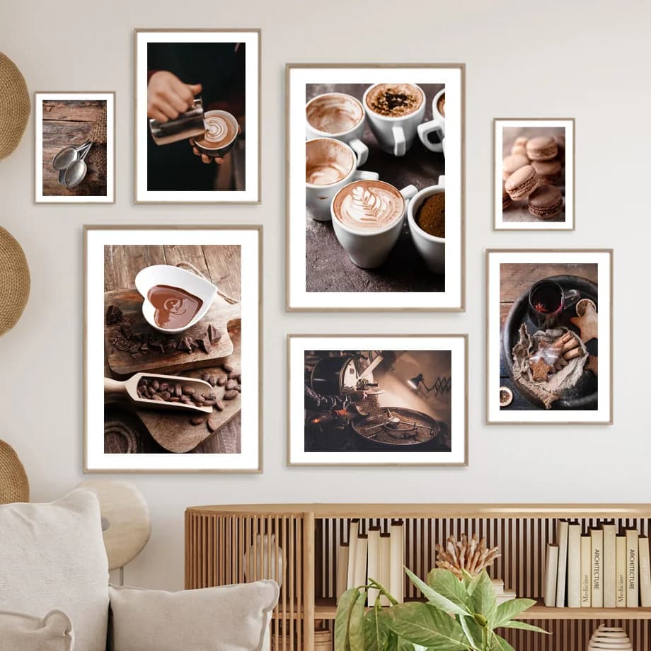 Coffee Bean Spiced The Baking Dessert Cup – Tela senza cornice con decorazioni murali nordiche per l'arredamento della cucina e della casa