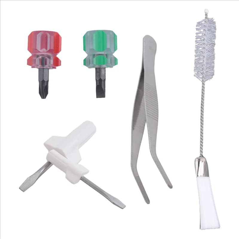 Il kit di pulizia per macchine da cucire A20F-6 pezzi include pinzette cacciavite per spazzole per pelucchi a doppia testa, per strumenti da cucito