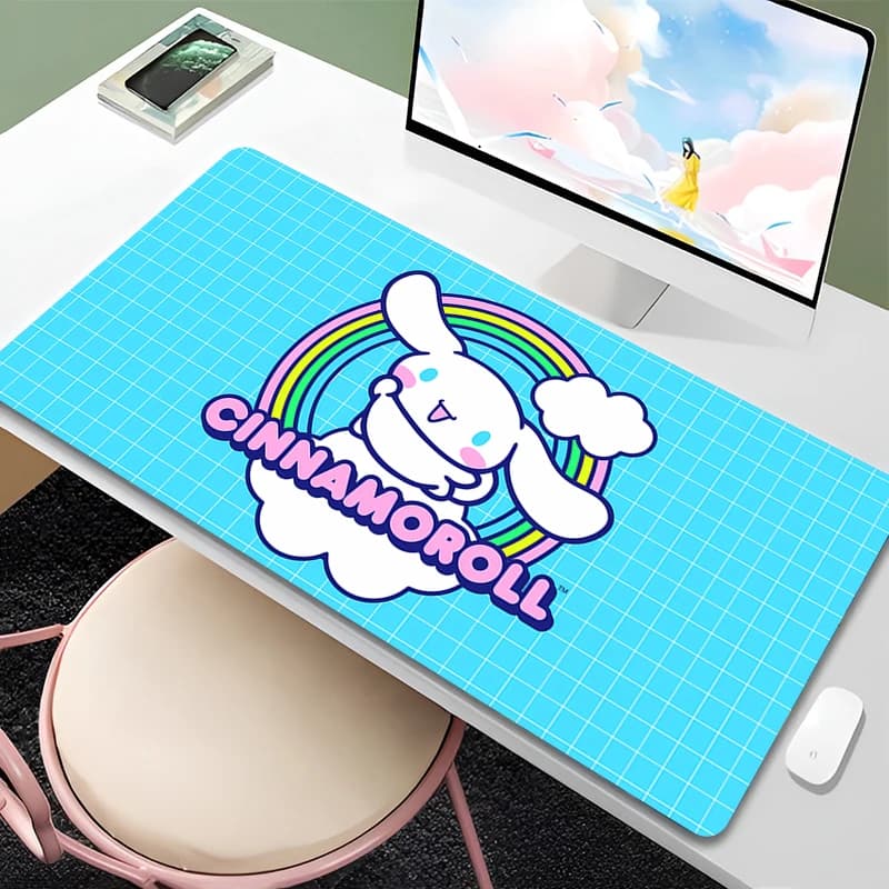 Tappetino per mouse resistente e anti-sfilacciamento, tappetino per mouse da gioco Cinnamoroll, tappetino grande per scrivania per PC, tappetino da tavolo kawaii per tastiera, accessori per giocatori