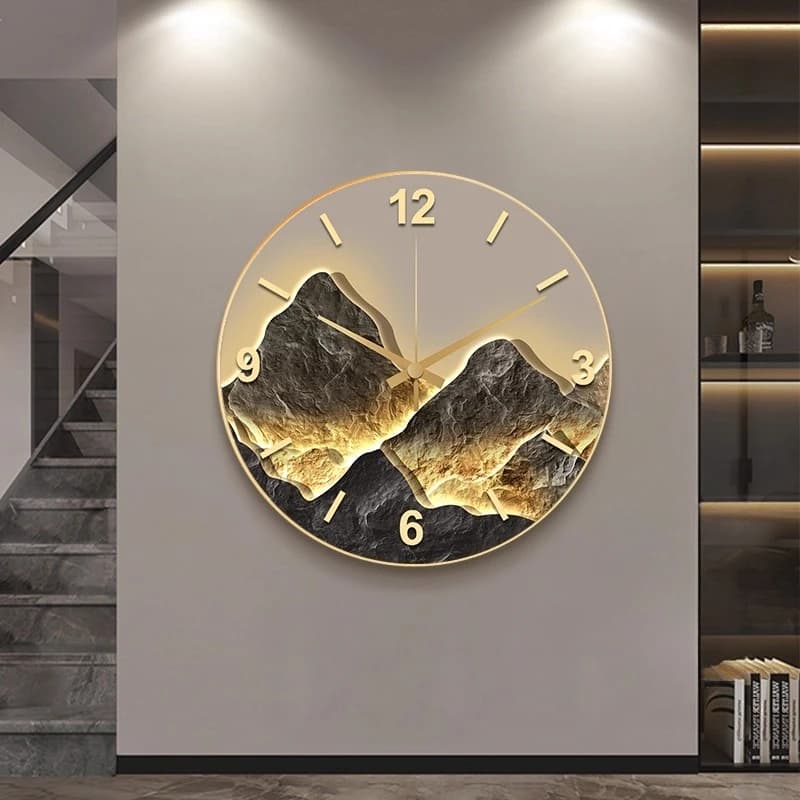 Round Wall Clock for Entrance, Digital LED Clock for Living Room, Wall Lamp for Corridor, Silent Wall Clock for Luxury, Room Decoration