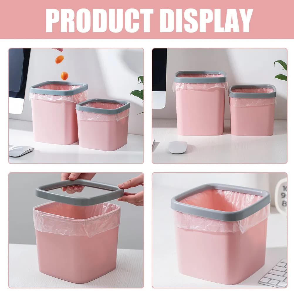 2 Pezzi Cestino da Tavolo in Plastica Senza Coperchio con Anello a Pressione, Pattumiera da Scrivania per Ufficio e Casa, Piccolo Contenitore per Rifiuti