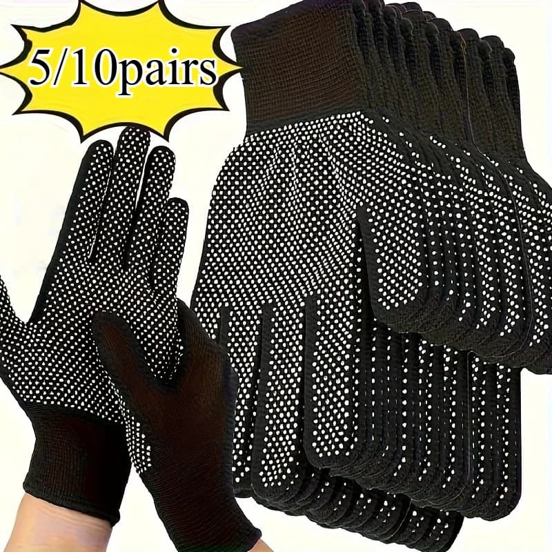 5/10 pairs of nylon rubber polka dot gloves: work protection, fishing, gardening, outdoor cycling gloves, tea picking gloves