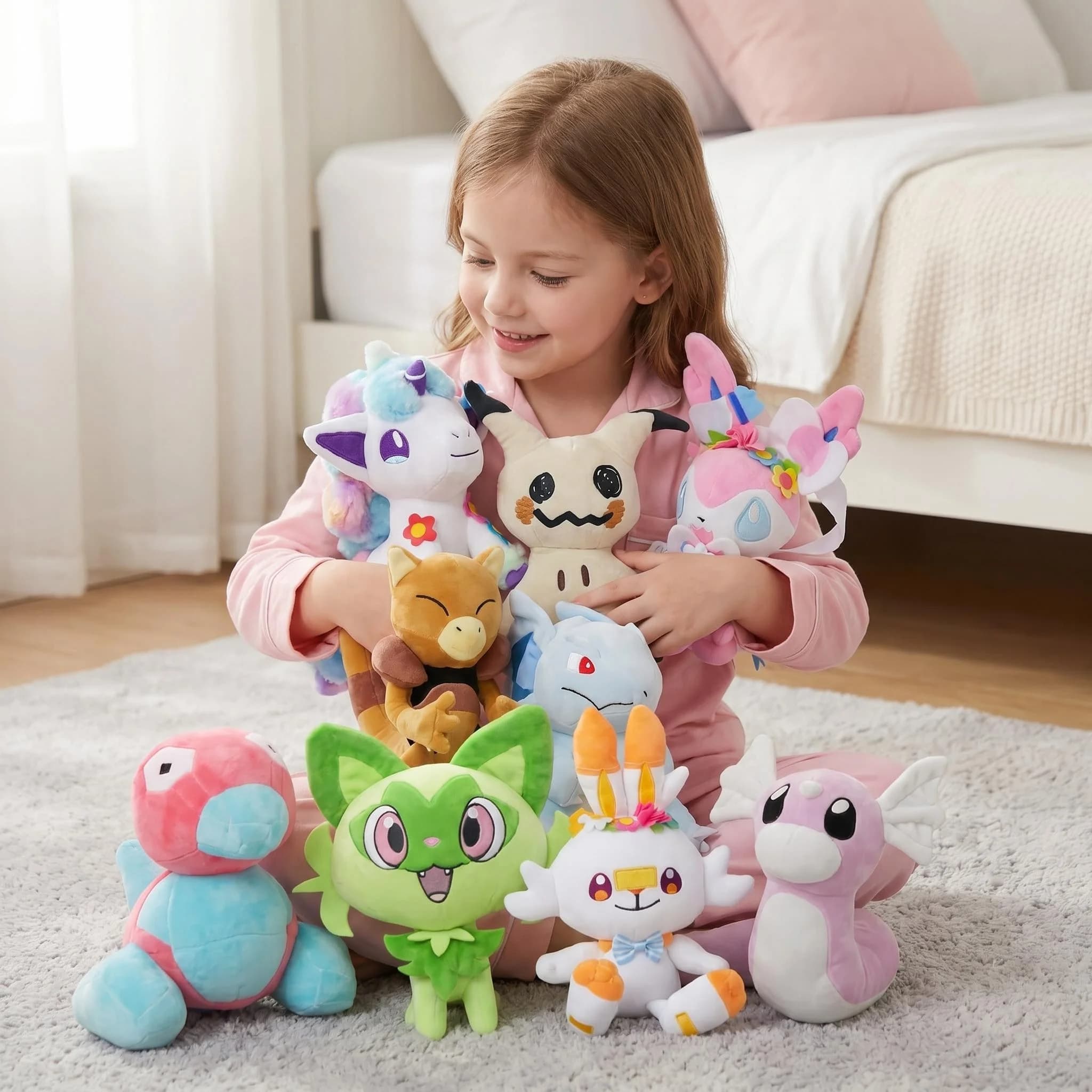 Pokemon Plush Toy Scorbunny Sylveon Ponyta Plushies Toys Pikachu Peluche Mimikyu Nidorina Porygon Emolga Stuffed Dolls Kids Gift