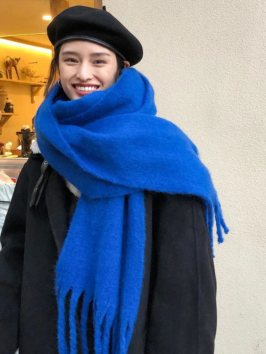Donne Scialle di Spessore Avvolge Sciarpa di Inverno Caldo di Modo di Colore Solido Sciarpe di Pashmina Lunga Nappa Hijab Stole Bufanda Mujer