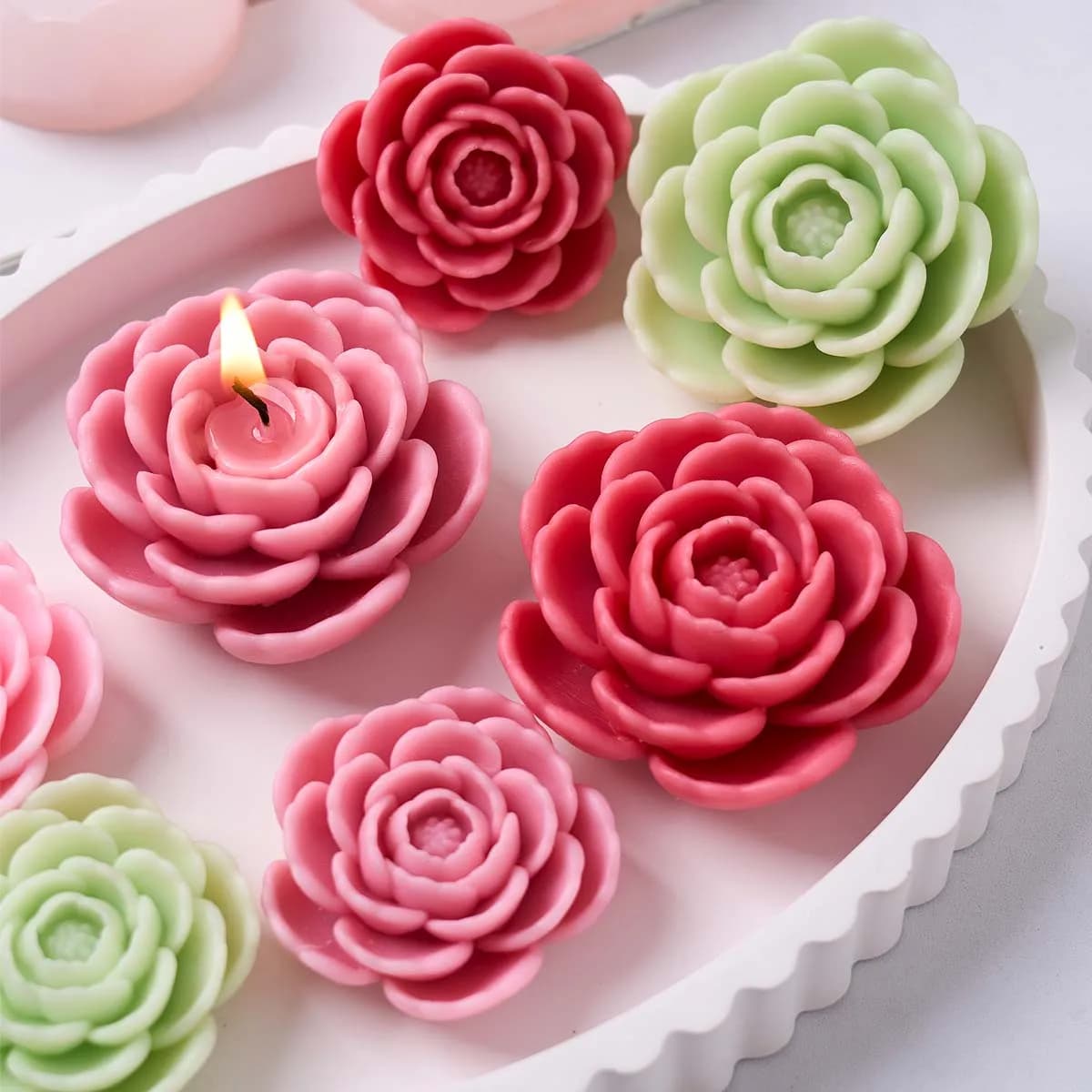 Stampo per candele in silicone peonia 3D fai da te fatto a mano fiore creativo Aromath sapone gesso resina forniture per stampi regali artigianali per la casa