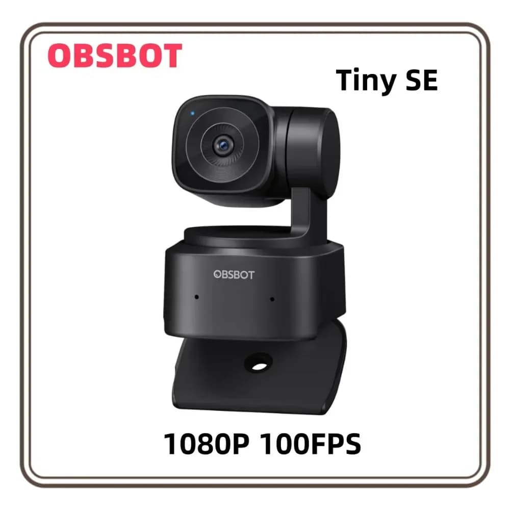 Webcam OBSBOT Tiny SE 1080P 100FPS per PC, Telecamera PTZ con Tracciamento AI, Sensore 1/2.8, Controllo Gestuale, Doppio ISO, HDR