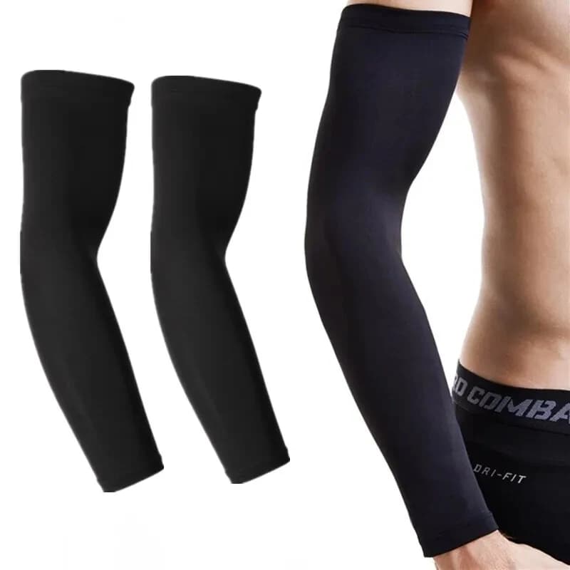 1 paio di coperture per braccioli sportivi essenziali per esterni protezione solare UV compressione protezione nera uomo donna basket golf manica di raffreddamento 1