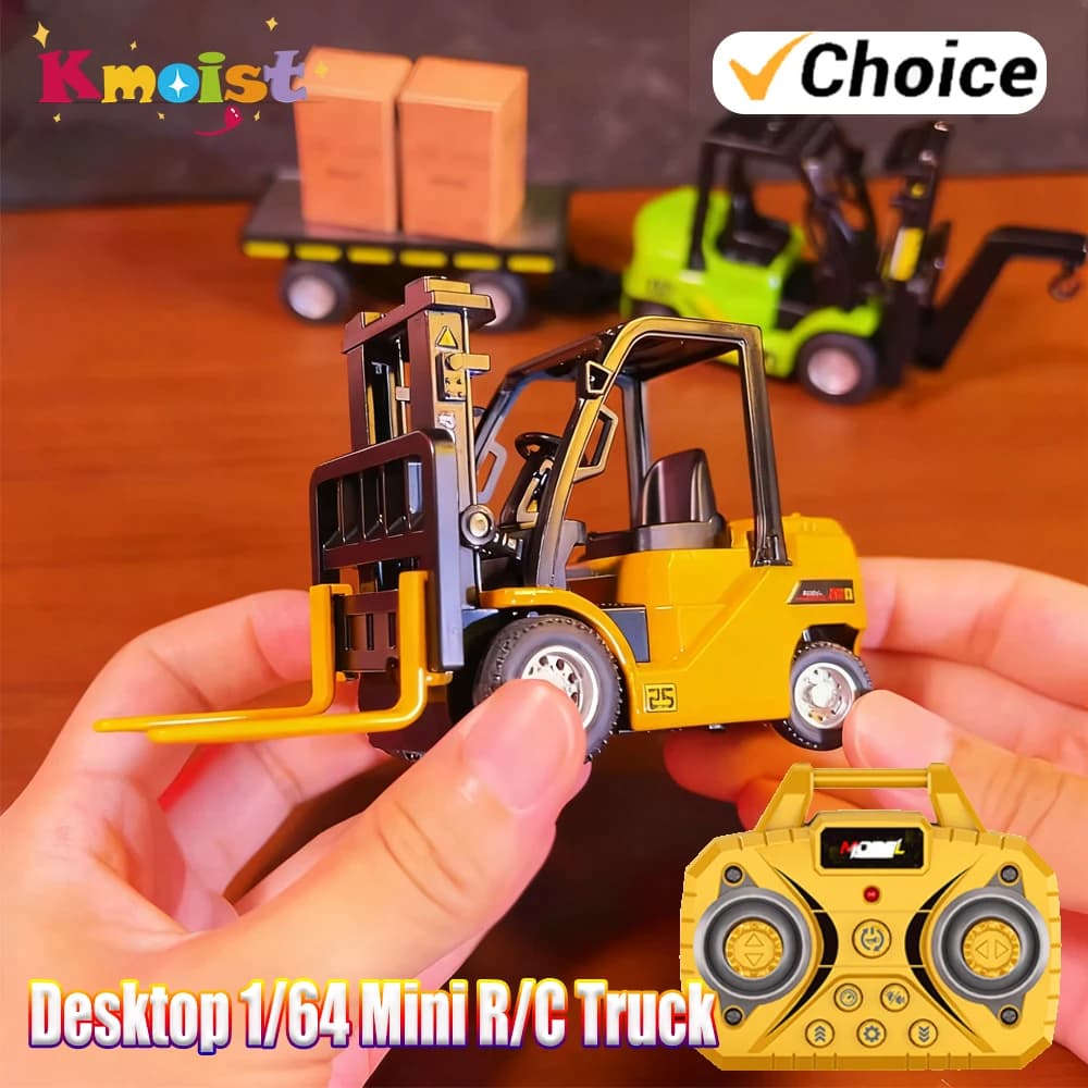 Desktop RC Auto 2 In 1 Rimorchio Carrello Elevatore 1/64 Mini Lega di Camion di Controllo Remoto Giocattolo Simulazione Ingegneria Giocattoli per I Ragazzi Regali Per Bambini
