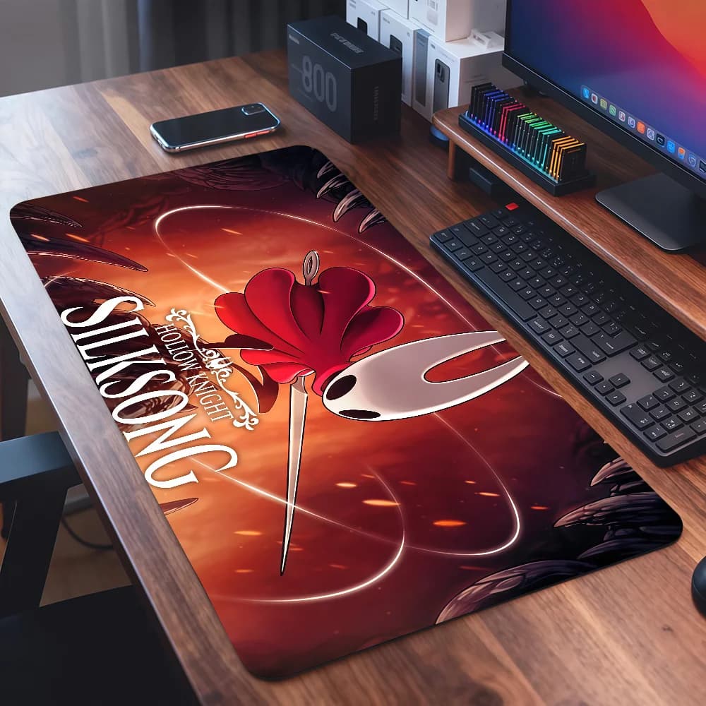 Game H-Hollow Knight Mouse Pad Square Office Gaming Desk Mat Waterproof Non-Slip Rubber Decorative
