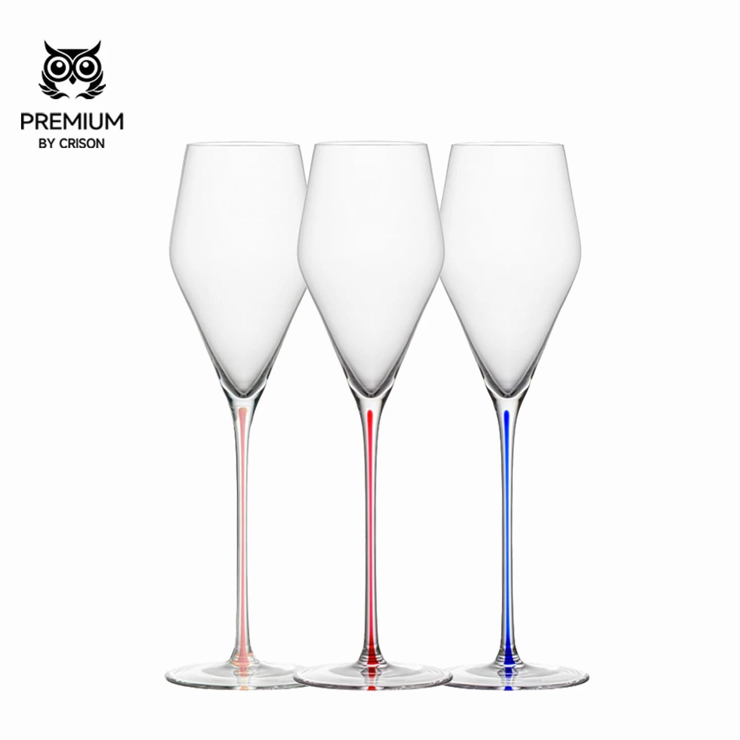 CRISON PREMIUM Bicchiere da vino champagne con asta rossa in cristallo di fascia alta con piede alto per cocktail - Serie Premium