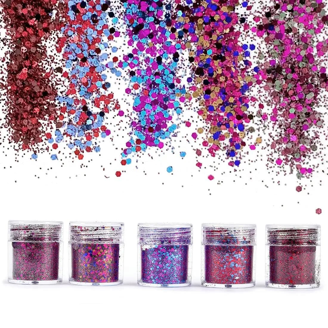 4/5 bottiglie di polvere glitterata da sogno per resina gioielli fai da te riempimento decorazione nail art paillettes bling accessori artigianali Natale