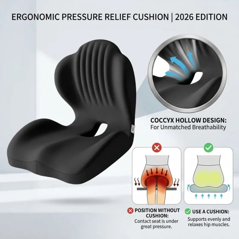 Cuscino Ergonomico in Memory Foam per Sedia da Ufficio, Supporto Lombare per Auto e Sollievo dallo Stress