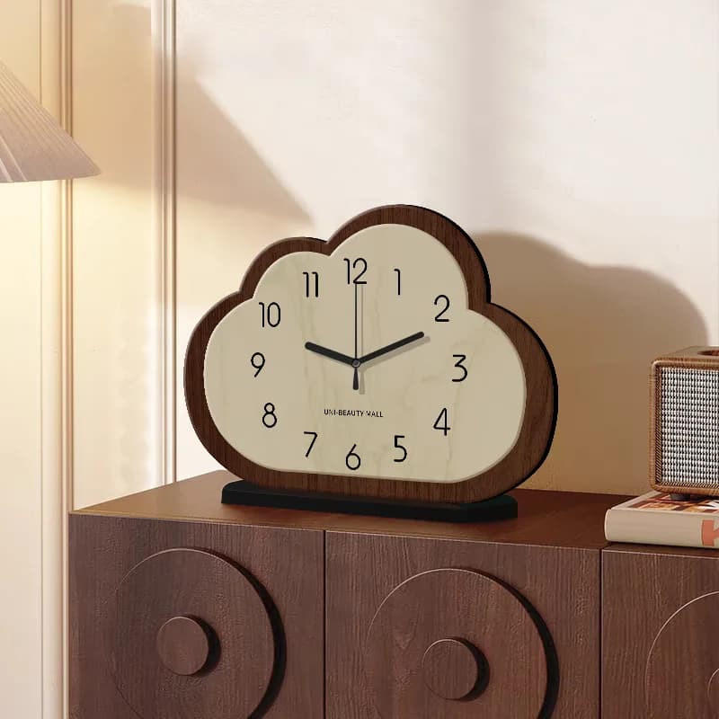 Cloud-themed ancient-style mirror wall clock painting, desktop clock, living room and bedroom silent retro pendulum clock