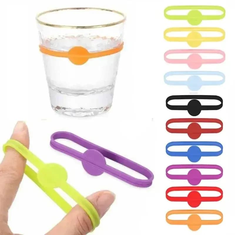 Set di 12 Segnalibri in Silicone per Bicchieri, Etichette per Bottiglie e Bicchieri da Cocktail, Ideali per Feste