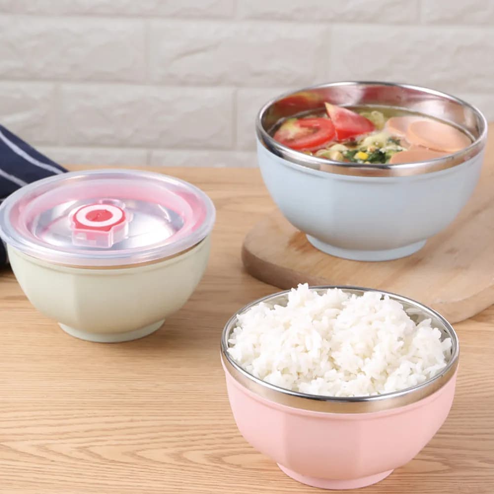Ciotola per riso in acciaio inossidabile, contenitore per zuppa resistente al calore, per servire noodles, ramen, cibo, ciotola per forniture da cucina