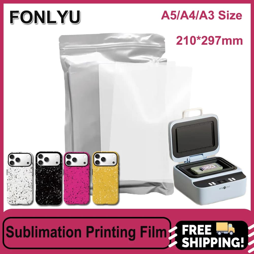 Fonlyu 50PCS A4 210*297MM A5 Pellicola di sublimazione di carta per coperture del telefono fai da te Custodie Macchina per stampante a trasferimento di pressa di calore sottovuoto