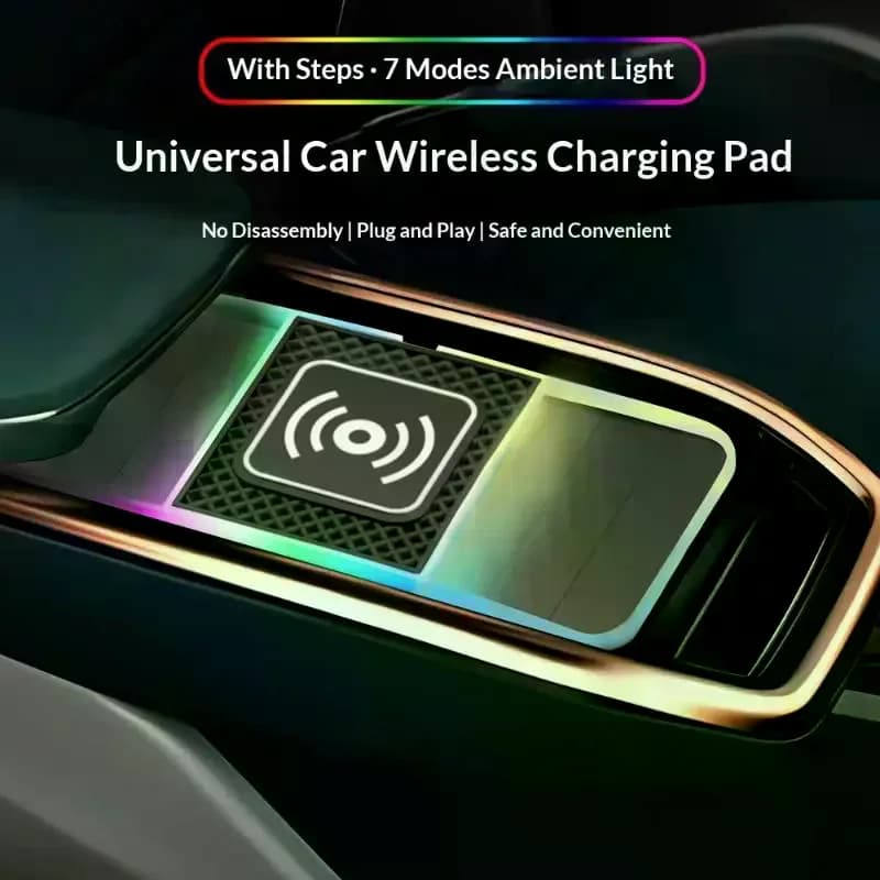 Caricatore Wireless per Auto 20W, Tappetino Antiscivolo per Ricarica, Accessori di Modifica, Ricarica Rapida con Design a Doppio Slot