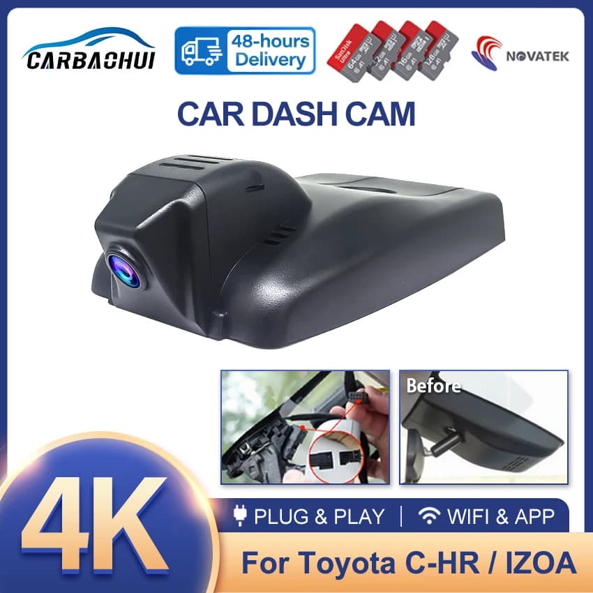 4K DVR Dash Cam Wifi Front Camera Rear for Toyota C-HR CHR AX10 AX50 2017 2018 2019 2020 2021 2022 2023 Plug and Play DashCam