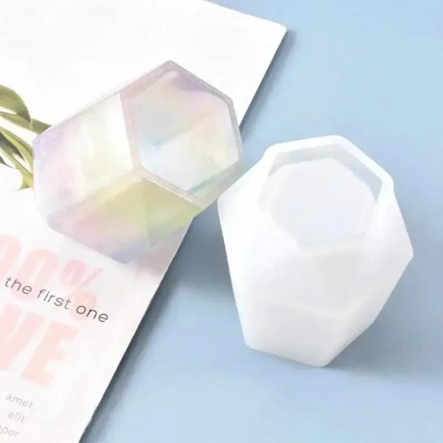 1Pcs Creative Hexagon Vases Shape Silicone Molds For DIY Plaster Concrete Pen Holder Planter Mould Home Decoration Ornament Gift