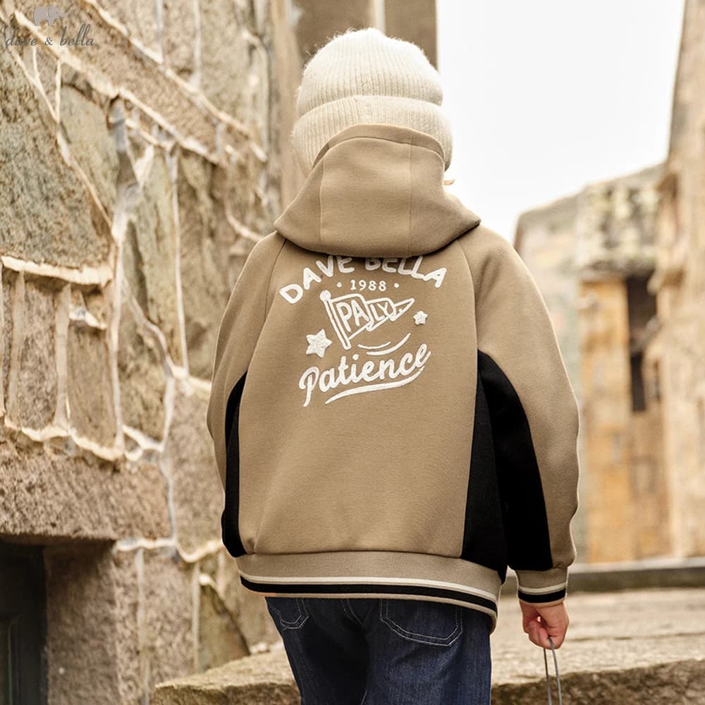 Dave Bella Ragazzi Primavera Autunno Giacca con cappuccio lavorata a maglia Cappotto per bambini Capispalla casual da esterno Abbigliamento per bambini DK3253253