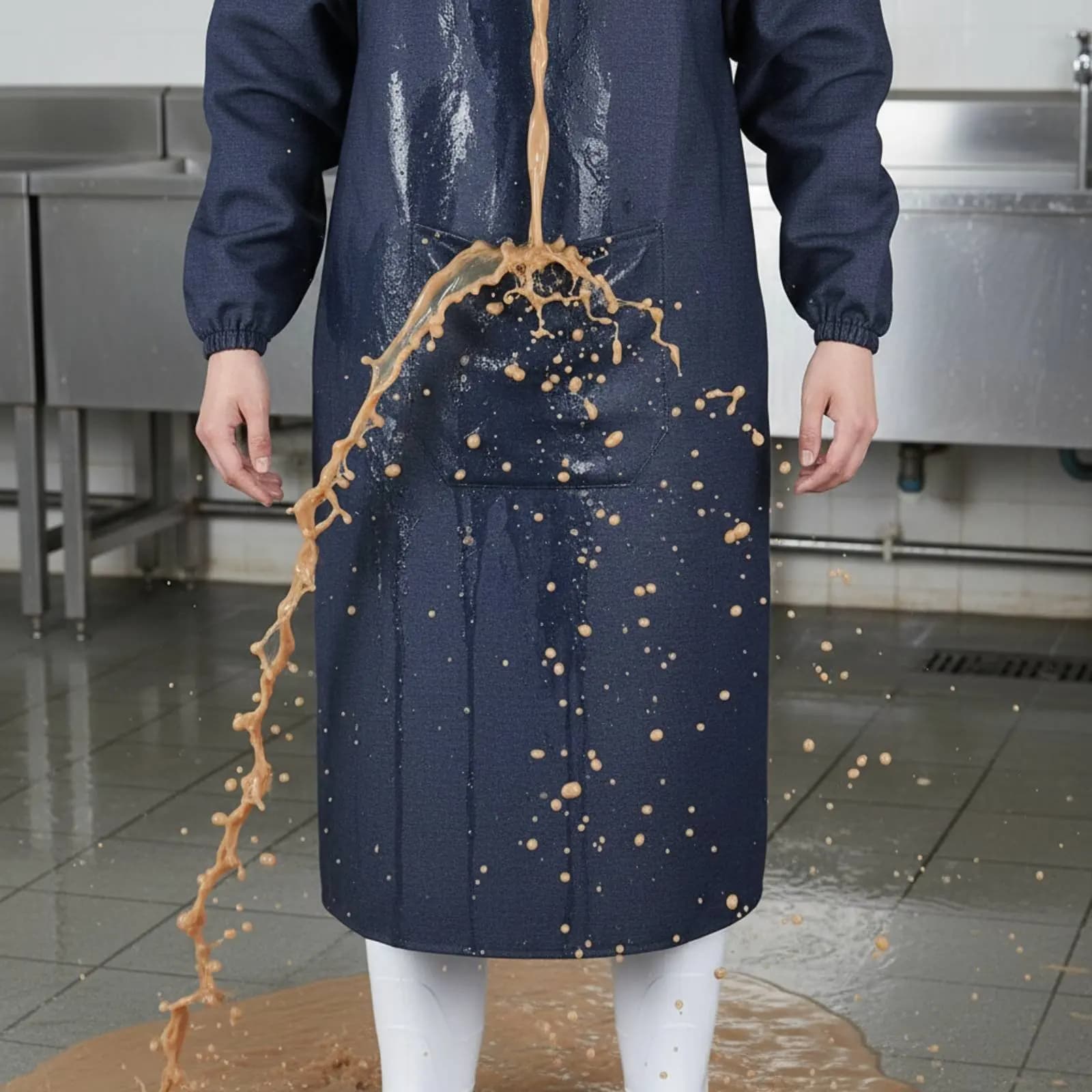 Long Sleeve Cotton Twill Apron Long-Lasting Reversible Wear Work Coat Workwear Dustproof Safety Smock Large Pocket